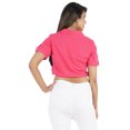 thumbnail image 5 of Bimba Womens Henley Crop Top With Collar Solid Elastic Hem Crop Tee Blouse, 5 of 7