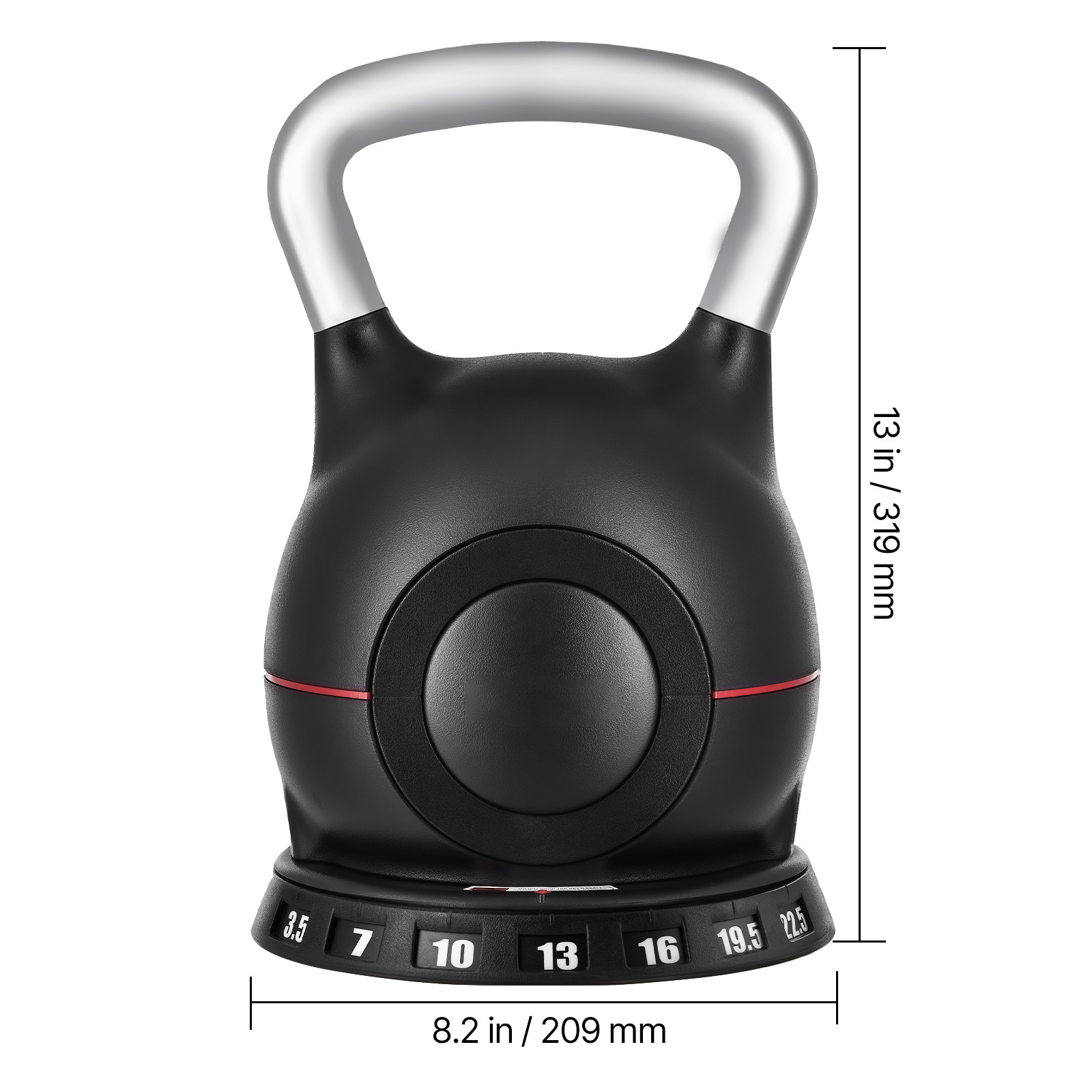 KFFKFF Adjustable Kettlebell with 7 Weight Options (3.5 to 22.5 lbs), Crafted from Die-Cast Aluminum and ABS, Ideal for Grip Strength, Full-Body Exercises, and Cross-Training