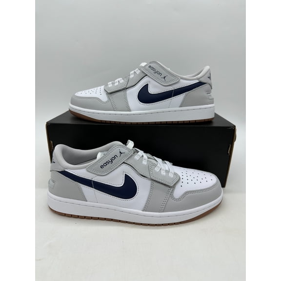 Air Jordan 1 Low Flyease Men's Size 9.5 White Navy Gum Leather Shoes DM1206 146