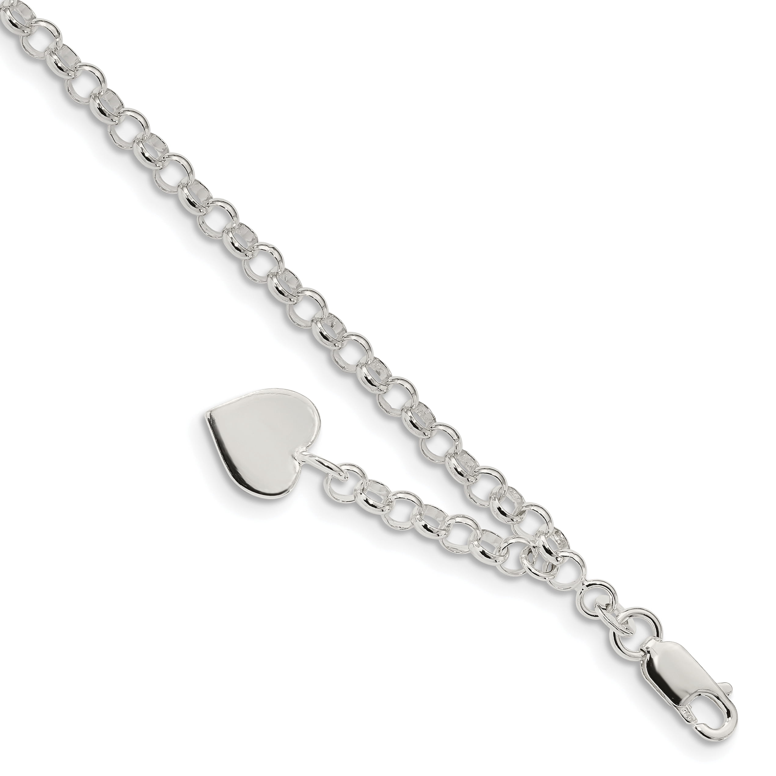 925 Sterling Silver Heart Dangle Bracelet Charm Love