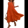 thumbnail image 2 of Vestidos de Verano para Mujer, Sin Mangas, Largos, con Escote en V, Informales, Fluidos y con . Color Naranja XXL, 2 of 8
