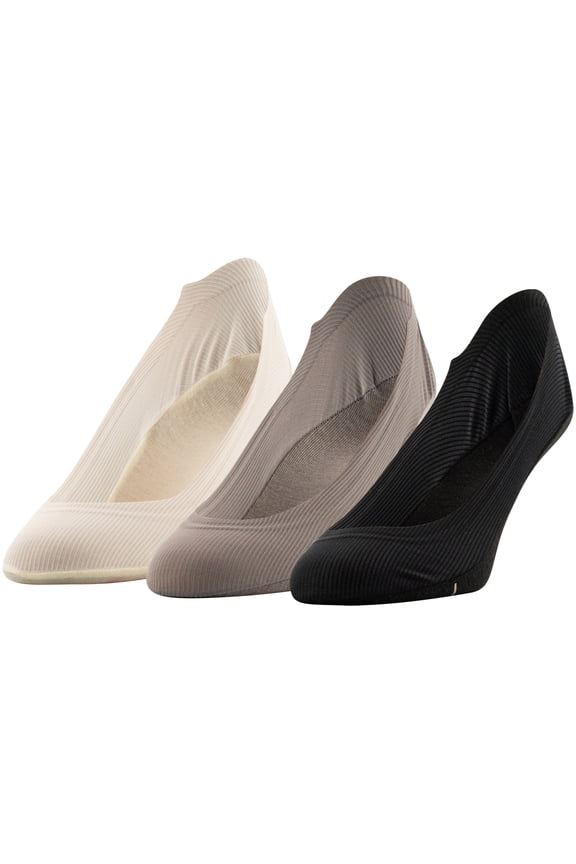 Women's Smooth Edge Rib Super Low Cut Socks Assorted, 3 Pairs, Sizes 8-12