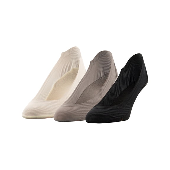 PEDS Women's Smooth Edge Rib Super Low Cut Socks Assorted, 3 Pairs, Sizes 8-12