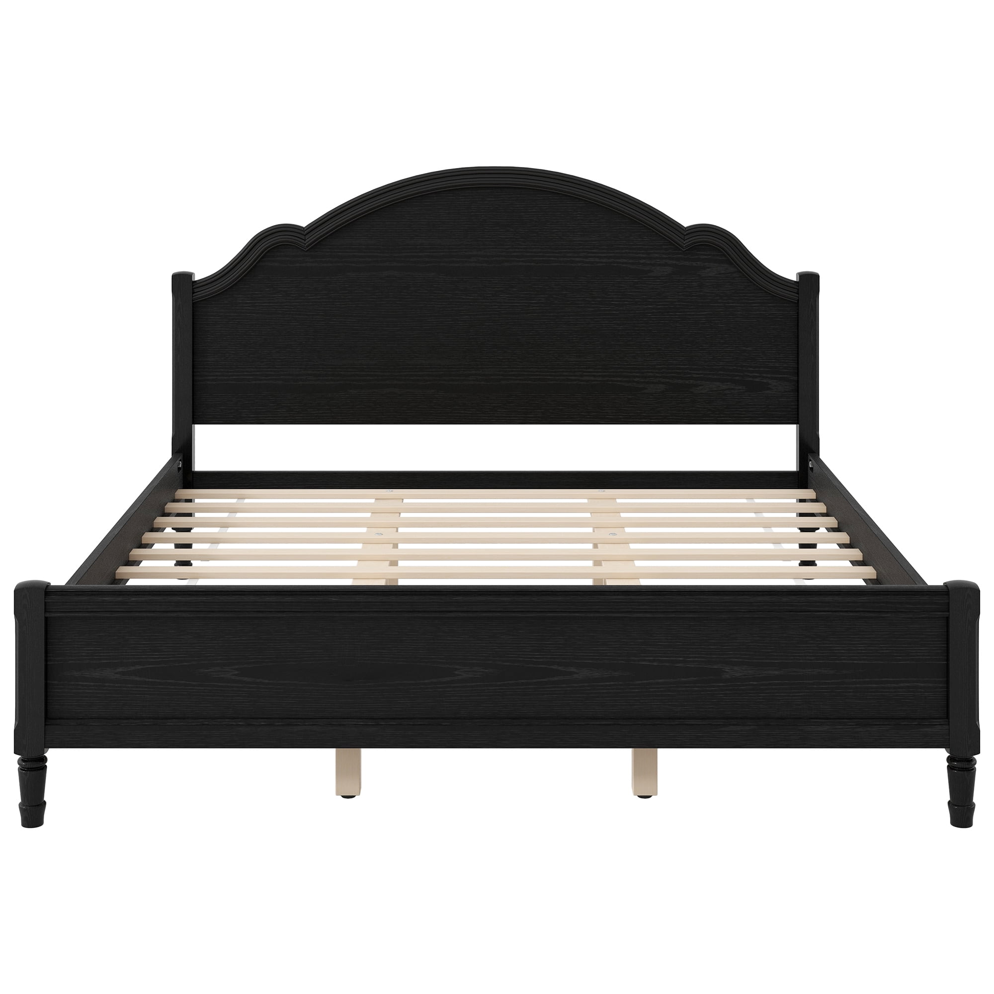 Euroco Wood King Size Platform Bed with Headboard, No Spring Box Needed, Black