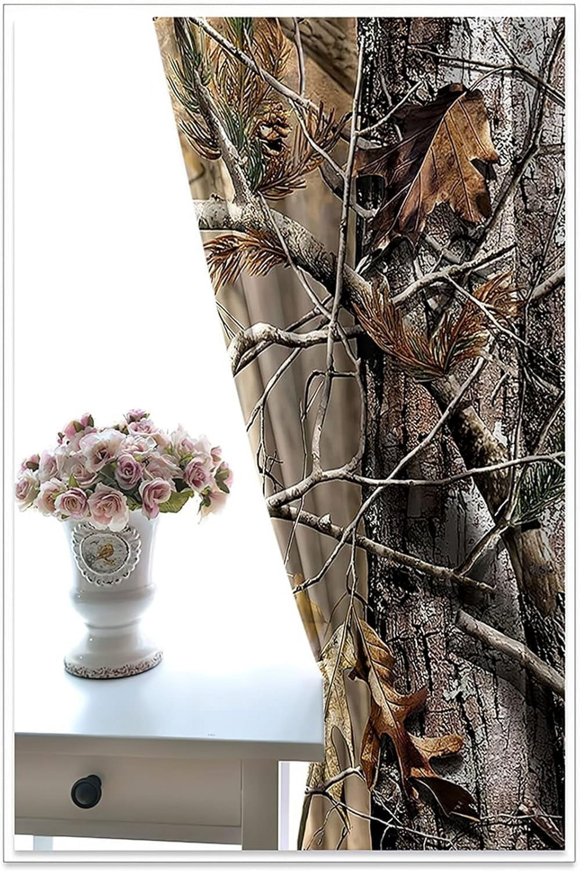 Camo Tree Blackout Curtains for Home Decor,Realistic Forest Camouflage Grommet Thermal Insulated Drapes Darkening Window Curtain for Girls Boy Bedroom Living Room-52"W x 63"L (Pack of 2)