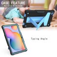 thumbnail image 4 of Galaxy Tab A7 10.4" Case SM-T500 T505, Alltyech Hybrid Dual Layers Kickstand Shockproof Drop Protection Rugged Kids Friendly Case Cover for Samsung Galaxy Tab A7 10.4" T500 2020, Black/Blue, 4 of 5