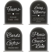 4Pcs 5x7 Inch Acrylic Wedding Signs with Stands Black Acrylic Wedding Reception Signs Guest Book Sign Gifts and Cards Sign Loving Memory Sign Favors Sign for Wedding Ceremony Reception for DIY Word