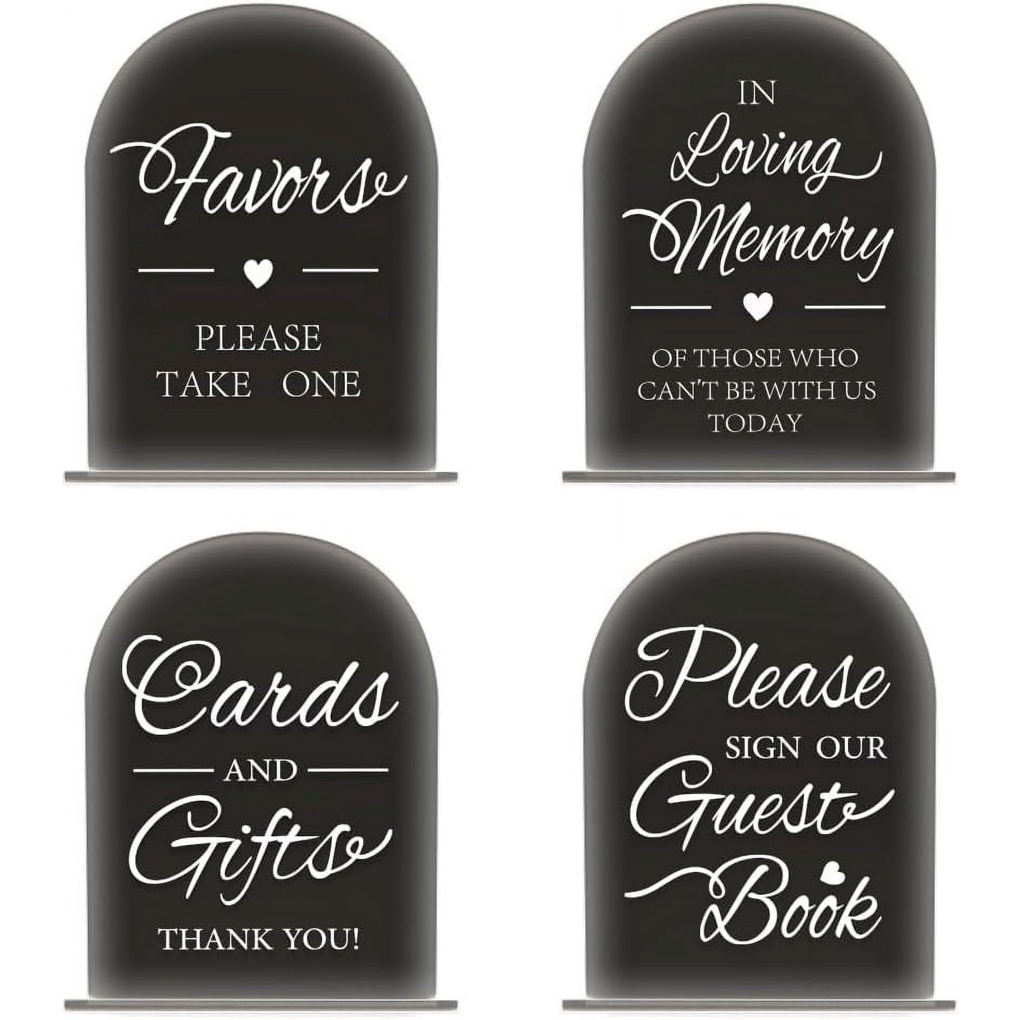 4Pcs 5x7 Inch Acrylic Wedding Signs with Stands Black Acrylic Wedding Reception Signs Guest Book Sign Gifts and Cards Sign Loving Memory Sign Favors Sign for Wedding Ceremony Reception for DIY Word
