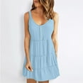 thumbnail image 2 of XuJwPNcy Summer Dresses for Women Loose Button down Sleeveless Dresses Ruffle Tiered Casual Mini Dress, 2 of 7