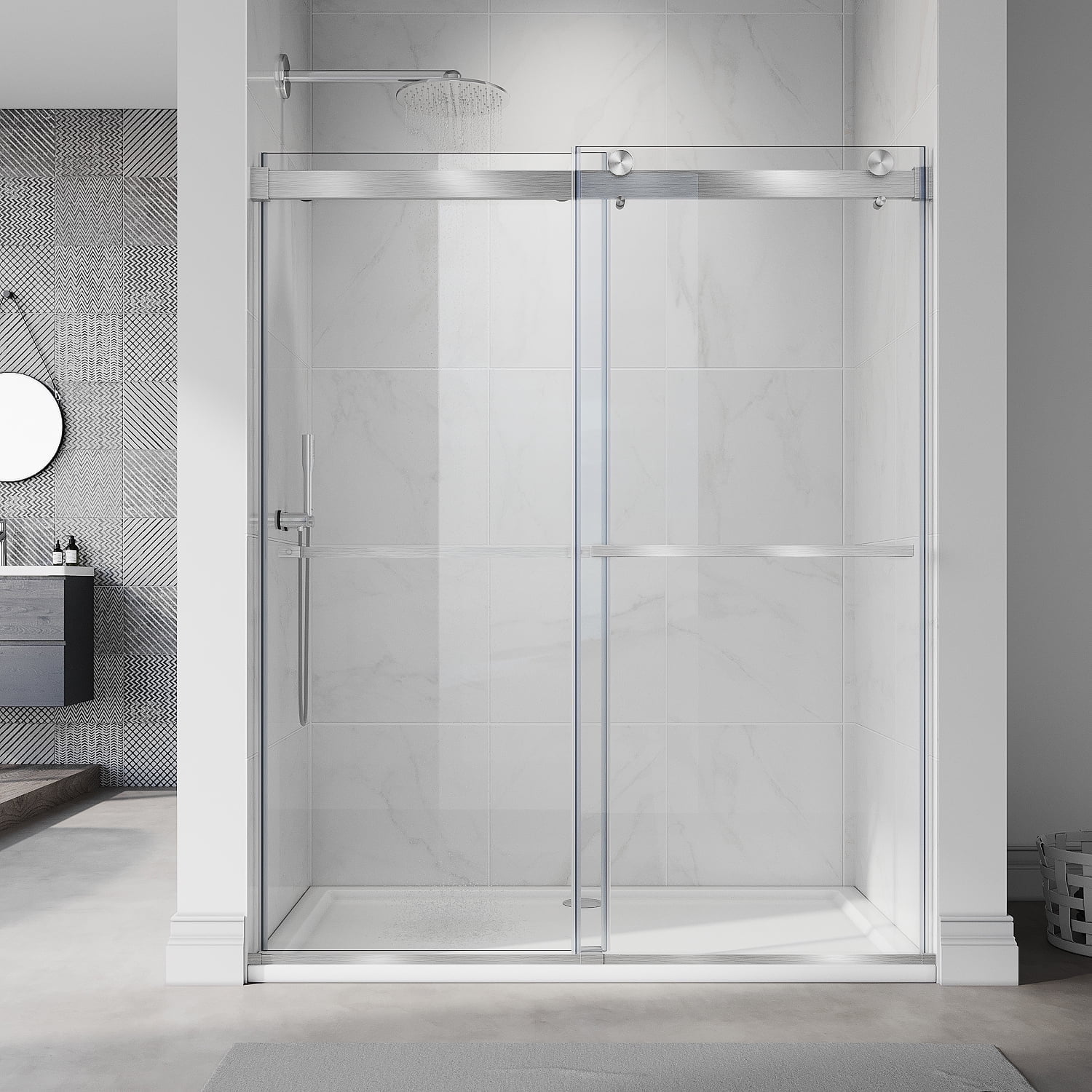 DreamLine Infinity-Z 56-60 in. W x 72 in. H Semi-Frameless Sliding