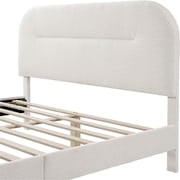 Bowery Hill Modern Boucle Fabric Mattress Ready Queen Bed in White
