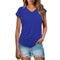 thumbnail image 2 of Your-Sty Summer Fashion Tops for Women Breathable V Neck T-Shirt Short Sleeve Solid Color Tee Casual Fit Tee, 2 of 9