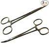 "2pc t 5.5"" Straight + Curved Hemostat Forceps Locking Clamps Stainless, Great for hobbies, arts and crafts, fly tying, sewing and model building By SE"