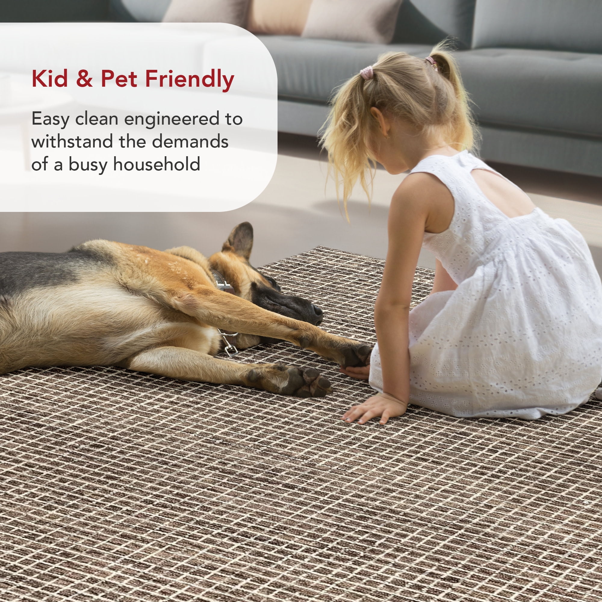 Rugs USA Melrose Checked Wool Area Rug, 8' 6" x 11' 6", Melrose Brown