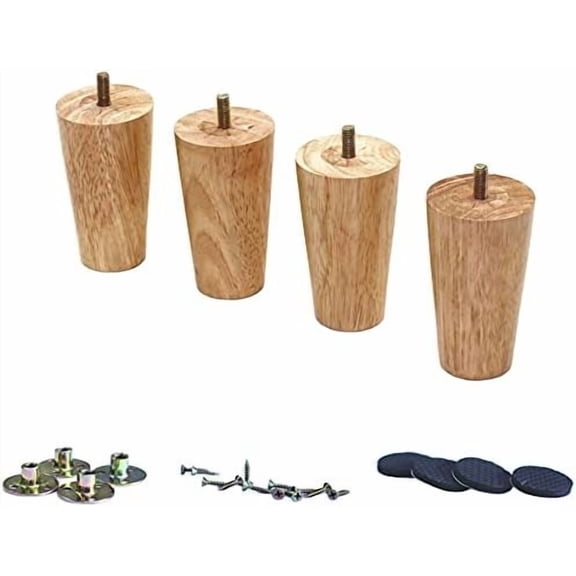 4 inch Solid Wood Legs for Sofa Couch Chair Ottoman Loveseat Coffee Table Cabinet Furniture Legs Replacement (4" Straight Set of 4)