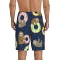 thumbnail image 3 of Daiia Sloth with Donuts Mens Woven Stretch Pajama Short,Short Pajama Pants-Small, 3 of 9