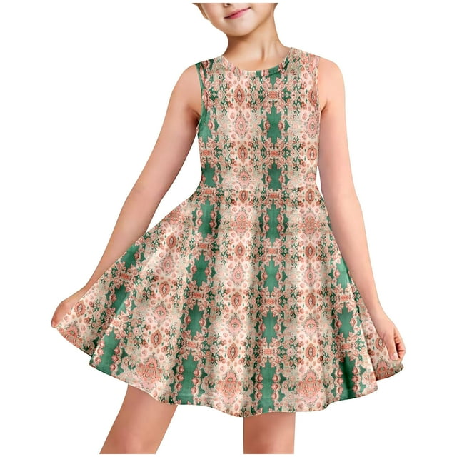 LOVZFMLL Jupe Princesse en Dentelle à Volants à Manches Courtes pour Filles Été Col Rond Broderie Nœud