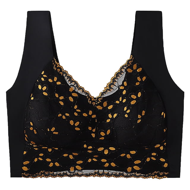 Sujetador de encaje ajustable, cómodo, sin aros de acero, ropa interior con fruncido, con parte superior holgada, soporte lateral, accesorio transpirable para mujer