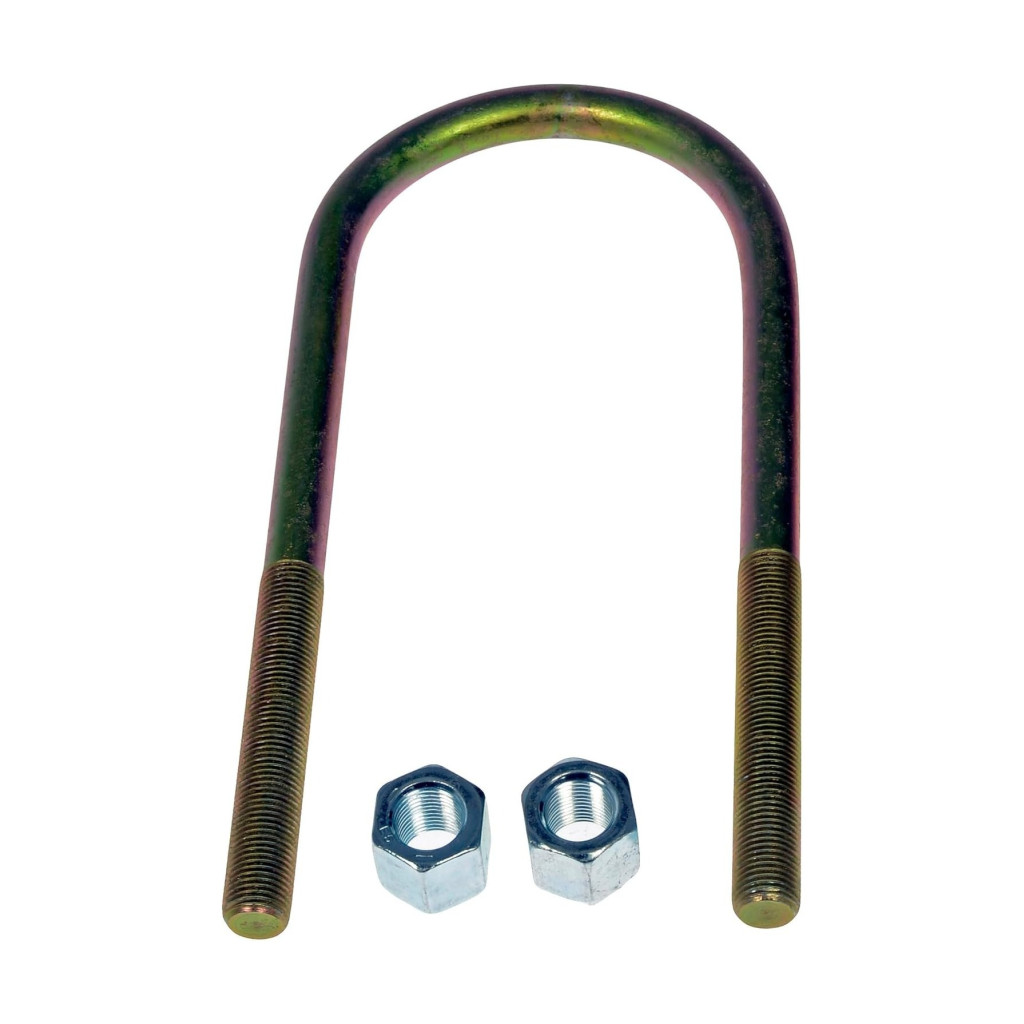 KarParts360 Threaded U-Bolt Set | Steel Material | Yellow Zinc Finish | Round U-Bolt | Hex Head Drive | Fine Thread | 1/2 Inches Thread Diameter | 2 pieces