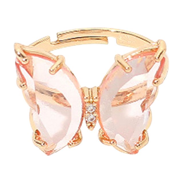 Bague Transparente Couleur Papillon pour Femme Ins Filet Rouge Mode Fille