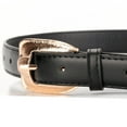 thumbnail image 4 of SWSMCLT Women's Faux Leather Belt Skinny PU Thin Casual Metal Buckle Belt For Dress Fashion Slimming Metal Buckle Black One Size, 4 of 4