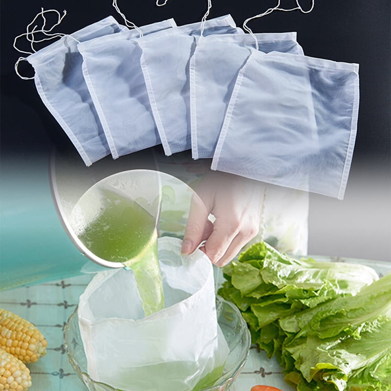 1x reusable food nut milk tea fruit juice brew wine nylon mesh filter bag BSCK7T