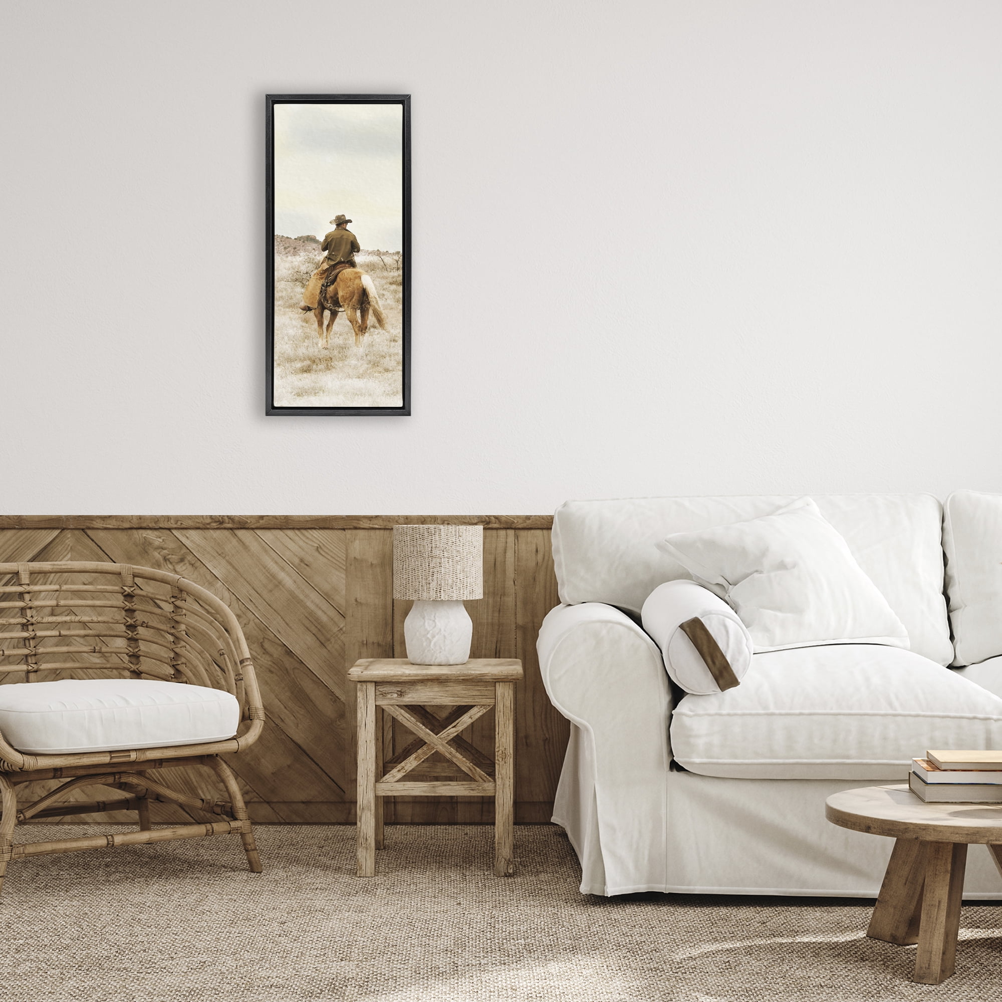 Stupell Industries Wild Wrangling Cowboy Black Framed Floater Canvas Wall Art, design by Marcus Prime