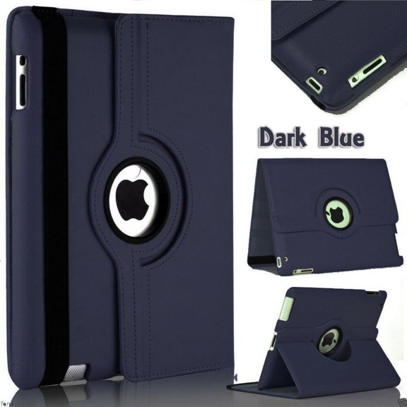 iPad Rotating Case with Auto Wake/Sleep Feature, iPad Mini 1st /iPad Mini 2nd /iPad Mini 3rd Cases, 360 Degree Rotating Stand Protective Cover Smart Case for Apple iPad Mini 1/Mini 2/Mini 3 Dark Blue
