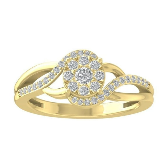ARAIYA FINE JEWELRY 10K Yellow Gold Diamond Composite Cluster Ring (1/3 cttw, I-J Color, I2-I3 Clarity) Size 6.5