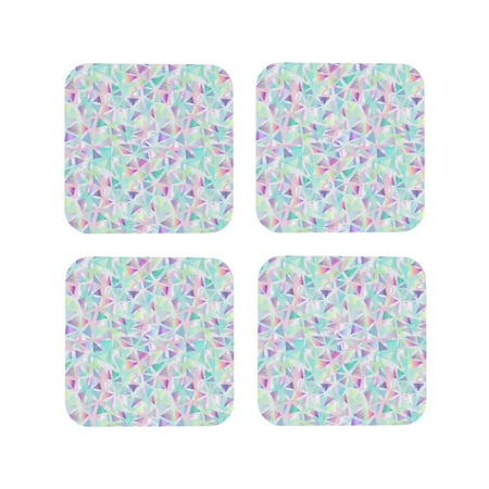 

KLL Drink Coasters Set Square of 4 PU Leather Absorbent Coasters Set Decorative Coffee Cup Coasters Housewarming Gift for Home Decor-Sequins