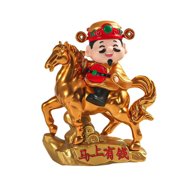 Figura de Dios de la Riqueza, Adorno de Escritorio, Figura Compacta de Feng Shui de Caballo Rico para dorado