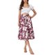 thumbnail image 2 of Falda Midi Floral INSPIRE CHIC para Mujeres, Vestido Casual Elegante de Verano, Falda A-line Boho XL Burdeos, 2 of 6