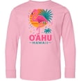 thumbnail image 3 of Inktastic O'ahu Hawaii Flamingo Retro Sunset Long Sleeve Youth T-Shirt, 3 of 5