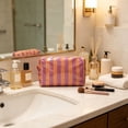 thumbnail image 4 of Striped PVC Cosmetic Bag Waterproof Transparent Makeup Pouch with Zipper for Travel and Daily Toiletry Storage, 4 of 6