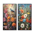 thumbnail image 2 of Designart "Tropical Birds in Paradise Vibrant Flowerfield II" Animals Bird Framed Wall Art Set Of 2 - Children's Art Blue Framed Wall Art Set Of 2, 2 of 6