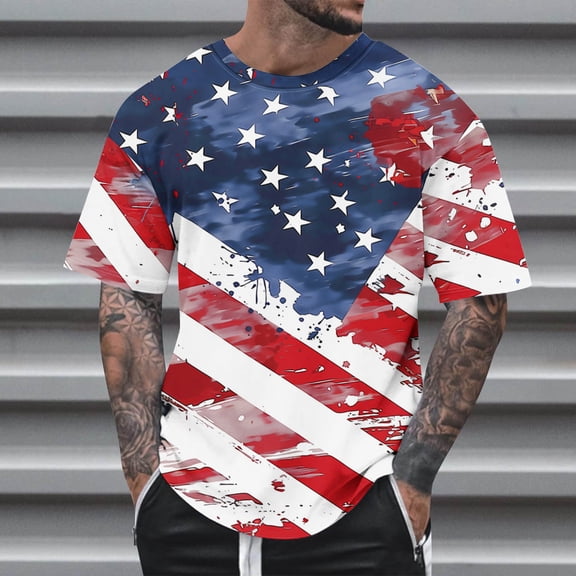 Homenesgenics Mens Shirts Men Tops T Shirts for Man Summer Fashion Casual Men's Round Neck Printed T-Shirt Top Multicolor L