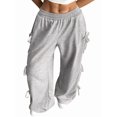 thumbnail image 2 of Women'S Baggy Sweatpants Elastic Waist Casual Wide Leg Pants with Pocket Y2K Going Out Travel Pants Light Gray S, 2 of 9