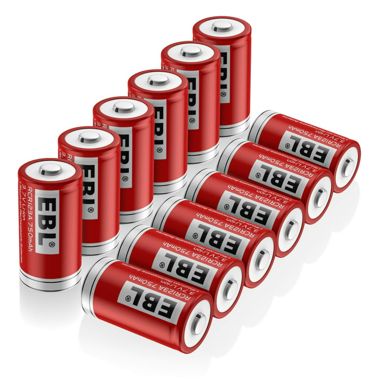 EBL 8-Pack 16340 Li-ion Rechargeable Batteries 750mAh 3.7v CR123A