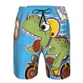 thumbnail image 3 of Rocae Dinosaur Riding a Motorcycle for Men's Beach Shorts Casual Elastic Waist Drawstring Summer Beach Shorts,S-3XL-Large, 3 of 6