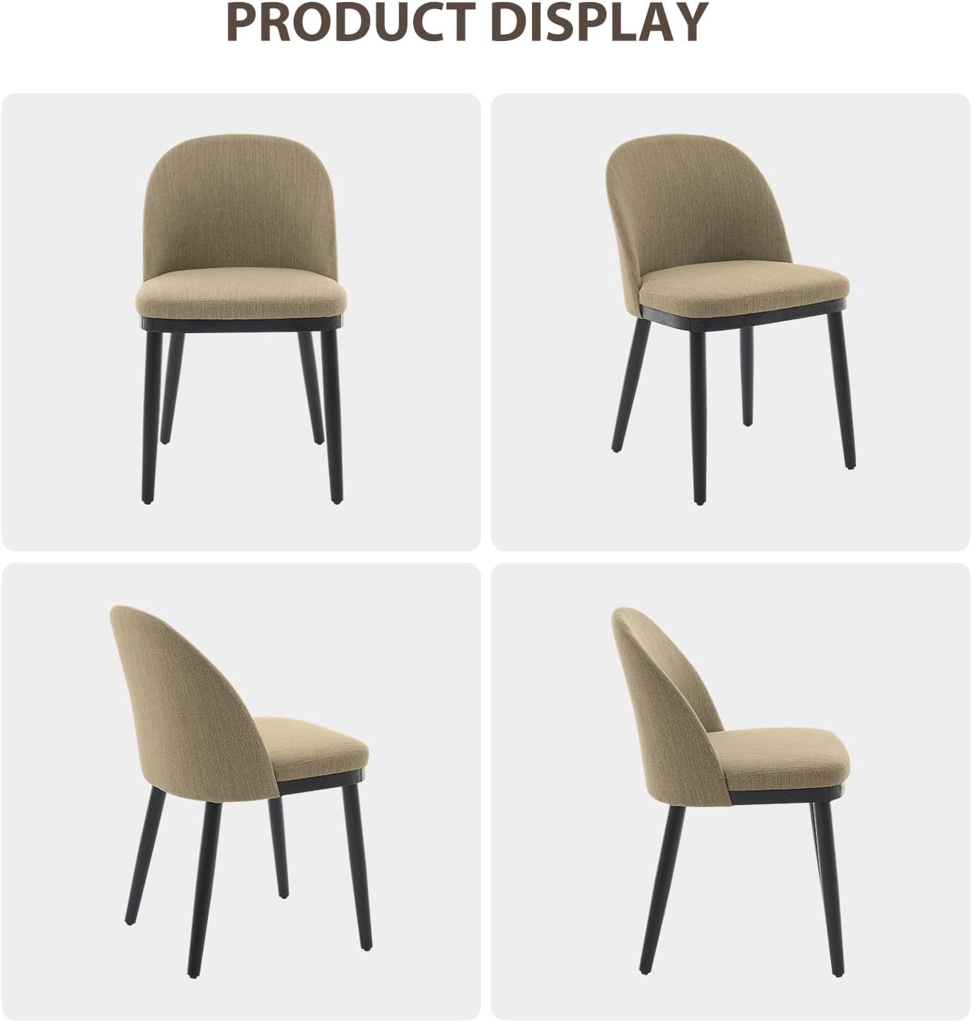 GARVEE Upholstered Dining Chairs Set of 6,Mid-Century Modern Dining Chair with Rubberwood Legs,Camel
