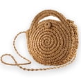 thumbnail image 2 of Round Straw Crossbody Beach Bag - Summer Straw Cross Body Handbag Bags with Zipper for Ladies, 2 of 5