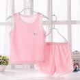 thumbnail image 2 of KPOPLK Baby Boy Summer Outfits 2Pcs Tank Top Set with Cartoon Print Sleeveless T-Shirt and Elastic Shorts Clothing 6-18 Months(3-4 Years,Pink), 2 of 4