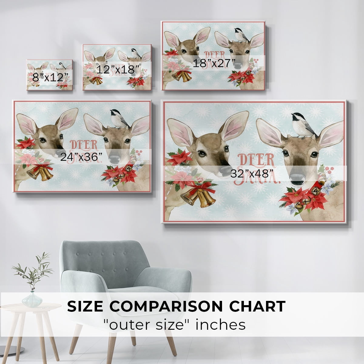 Deer Christmas Collection A- Gallery Wrapped Canvas