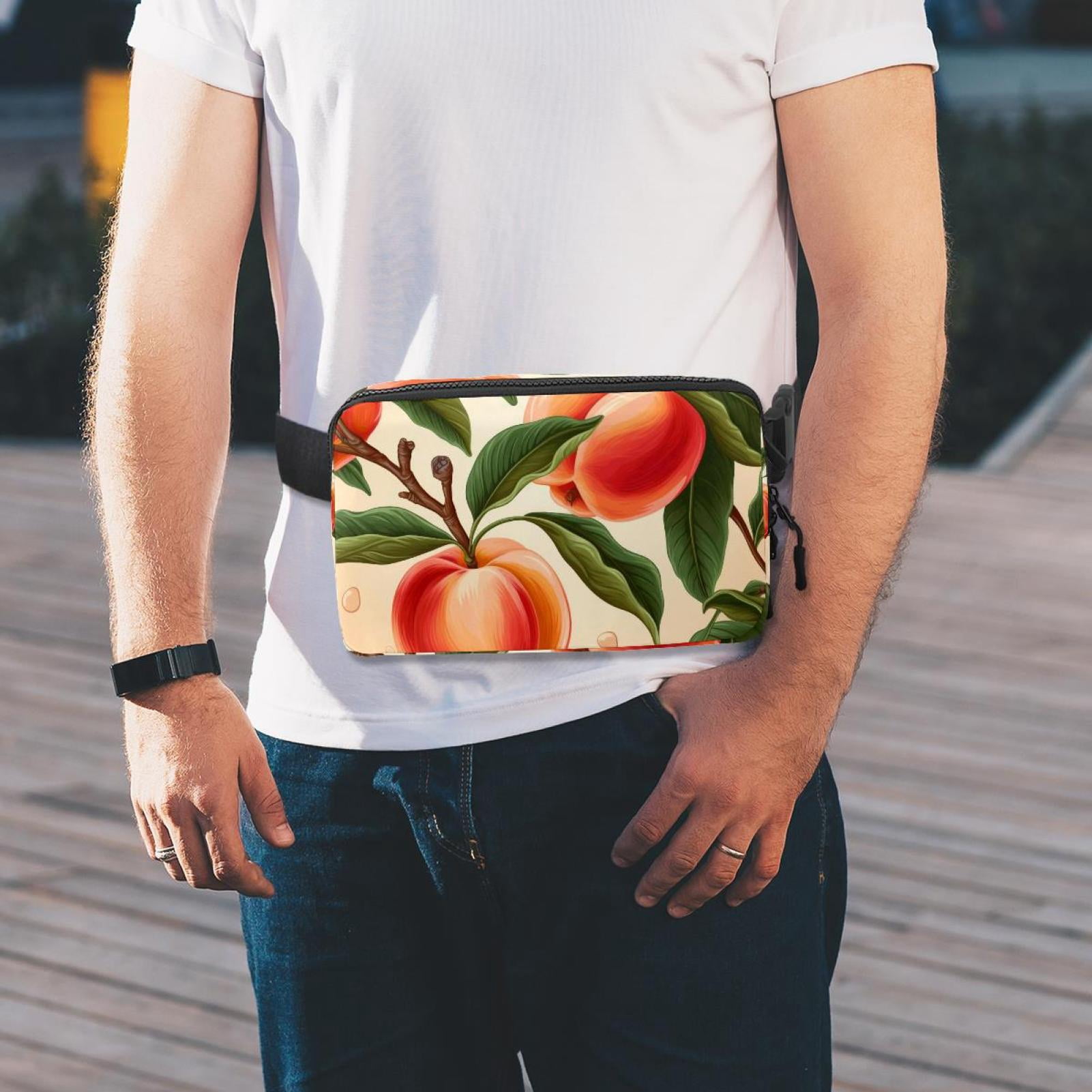 Peaches Lightweight Adjustable Crossbody Fanny Sling Bag with Extension Strap Unisex