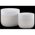 thumbnail image 1 of Urban Trends Collection 11441 Ceramic Round Pot with Banded White Rim Top - Stipple Design Body & Tapered Bottom, Matte & Cream - Set of 2, 1 of 1
