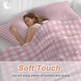 thumbnail image 4 of 3 Piece Pink Duvet Cover Set Twin Size, Microfiber Comforter/Quilt Cover with Corner Ties and 2 Pillowcases, Grid Checkered Plaid Gingham Lattice Trellis All Season Soft Bedding with Zipper Closure, 4 of 8