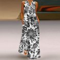 thumbnail image 2 of Ruyang Summer Flower Print Dresses for Women Women Casual V Neck Dress Sleeveless Maxi Dress Vintage Boho Beach Sundress With Pockets, 2 of 4