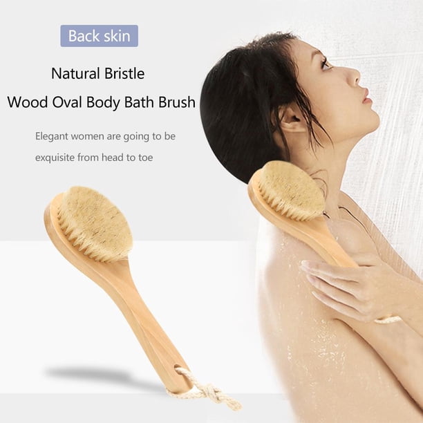 Cepillo De Baño De Cuerpo Ovalado De Madera De Cerdas Naturales Suaves Spa Ducha Masaje Depurador