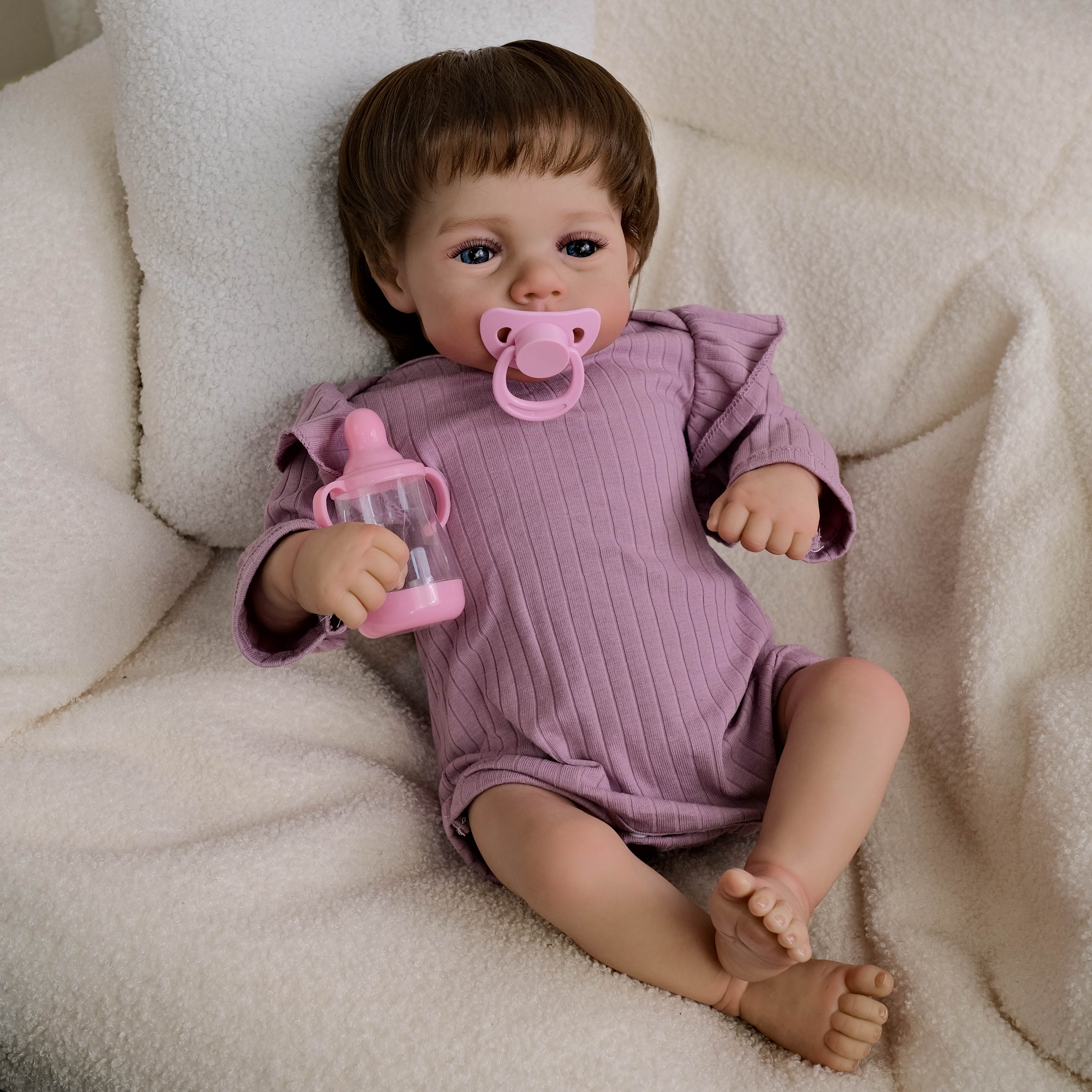 iCradle Cuddly Asleep 19 Inch 46cm Lifelike Reborn Baby Dolls Girls Realistic Newborn Baby Dolls Girl Soft Cloth Body Painted Hair Gift For Kids 3+