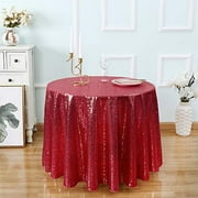 Kirsooku Red Sequin Tablecloth Glitter Sparkly Iridescent Shimmer for Round Table Cloth 70 Inch Table Covers Decorations for Birthday Party Supplies Event Wedding Table Skirt Decor